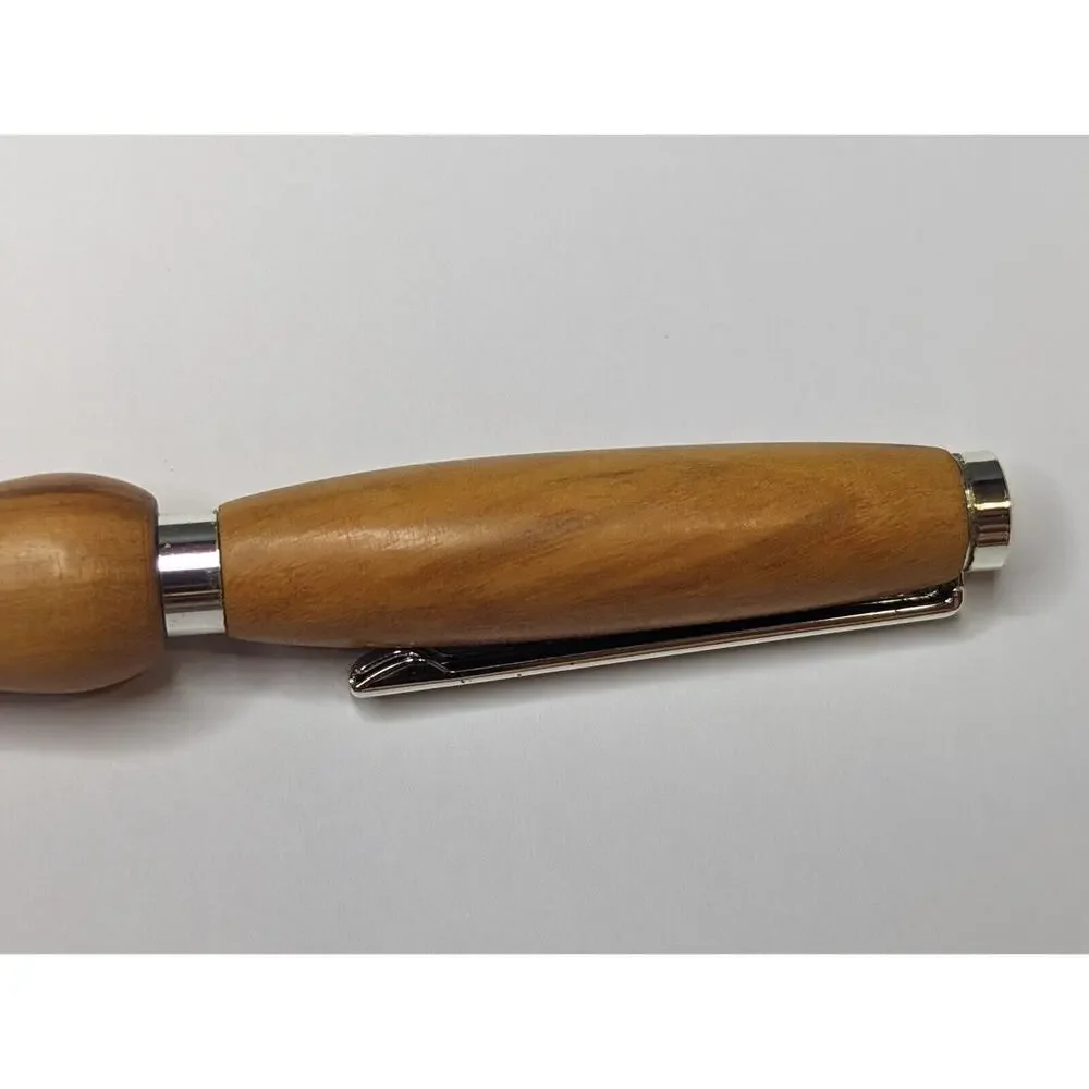 Slimline Twist Pen Silver Finish English‎ Elm Body Hand turned Pen